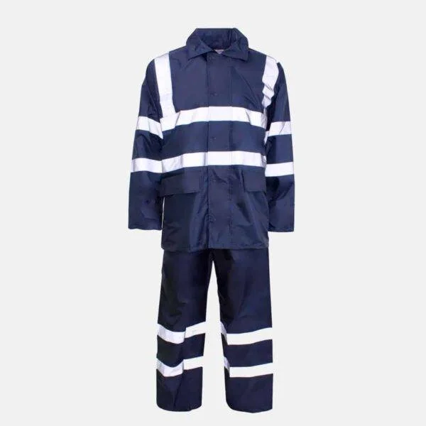 Polyester/PVC Hi Vis Navy Blue Rainsuit by Supertouch